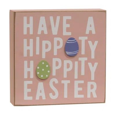 Homegifo 2/set Hoppity Easter & Green Check Chunky Bunny Sitter In Pink