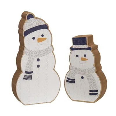 Homegifo 2/set Icy Chunky Snowman Sitters In White