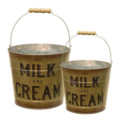 Homegifo 2/set Milk & Cream Buckets In Green