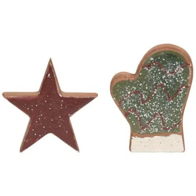 Homegifo *2/set Mitten & Star Wooden Cookies In Multi