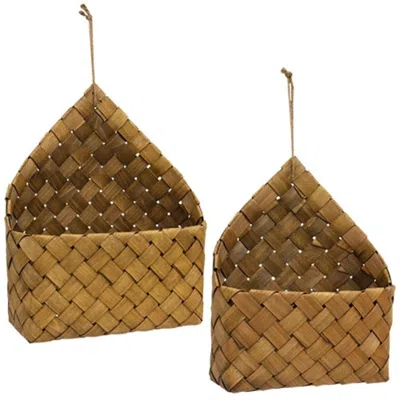 Homegifo 2/set Natural Chipwood Hanging Baskets In Brown