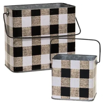 Homegifo *2/set Nesting Metal Buffalo Check Buckets In Neutral