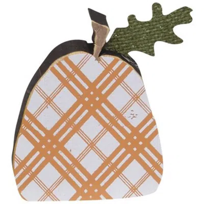 Homegifo 2/set Orange Plaid Freestanding Pumpkins In Neutral