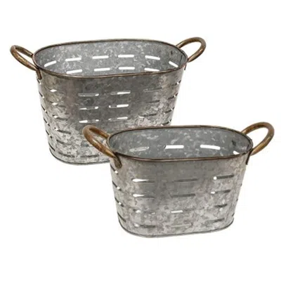 Homegifo 2/set Oval Olive Buckets In Metallic