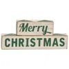 Homegifo 2/set Plaid Merry Christmas Wooden Blocks