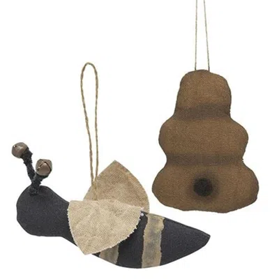 Homegifo *2/set Primitive Bumble Bee And Hive Ornaments In Multi