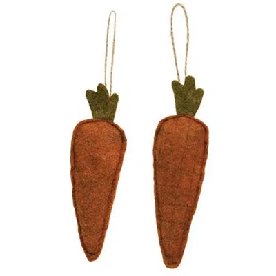 Homegifo 2/set Primitive Carrot Ornaments In Brown