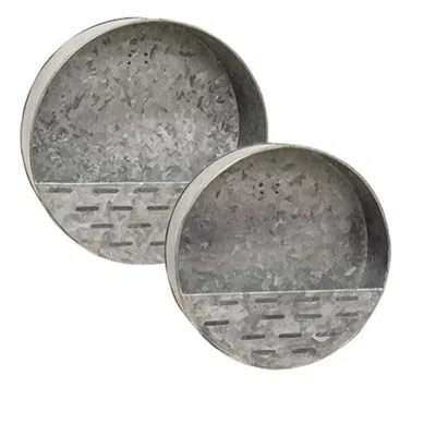 Homegifo 2/set Round Olive Wall Pockets In Gray