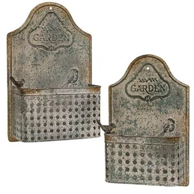 Homegifo 2/set Rustic Bird Garden Wall Planters In Gray