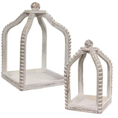 Homegifo 2/set Shabby Chic Beaded Lanterns In White