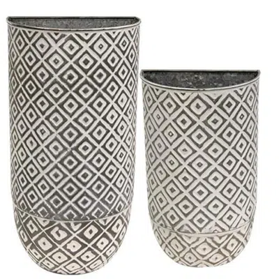 Homegifo 2/set Shabby Chic Round Geometric Buckets In Gray