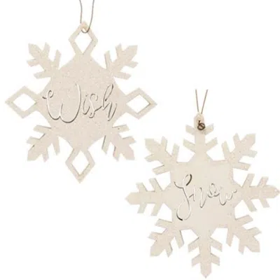 Homegifo *2/set Snow & Wish Snowflake Ornaments In Neutral