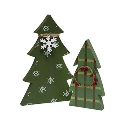 Homegifo 2/set Snowflake & Plaid Chunky Tree Sitters In Green