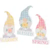 Homegifo 2/set Spring Blessings Block W/flower Chunky Gnome 3 Asstd.