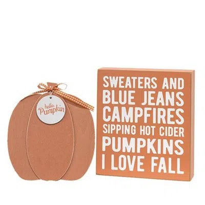 Homegifo 2/set Sweaters And Blue Jeans Box Sign With Hello Pumpkin Easel In Orange