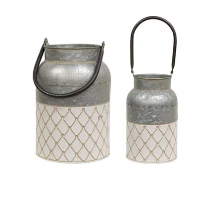 Homegifo 2/set White Diamond Embossed Milk Cans In Brown