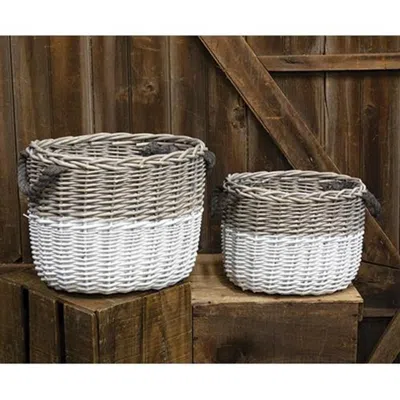 Homegifo *2/set White Dipped Grain Baskets