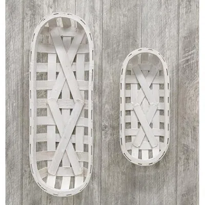 Homegifo 2/set Whitewash Oval Baskets