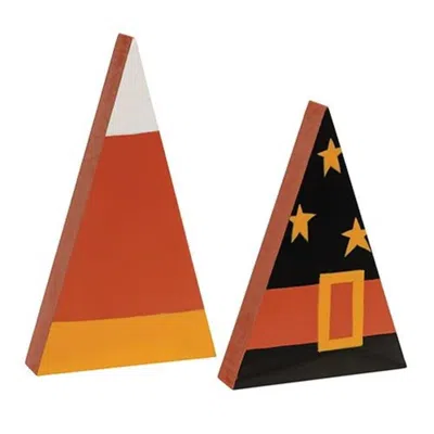 Homegifo 2/set Witch Hat & Candy Corn Chunky Sitters In Multi