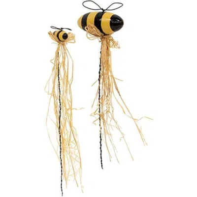 Homegifo 2/set Wooden Bee Plant Pokes In Yellow