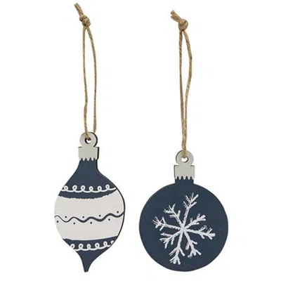 Homegifo 2/set Wooden Snowflake Bulb Christmas Ornaments In Multi