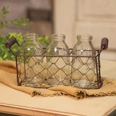Homegifo 3 Bottles W/ Wire Carrier In Transparent