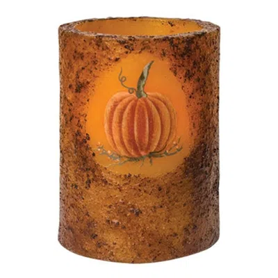 Homegifo 3.5" Burnt Mustard Pumpkin Timer Pillar In Orange