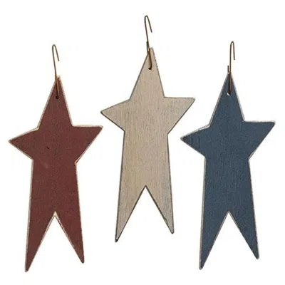 Homegifo 3/set - Red White & Blue Primitive Star Ornaments In Multi