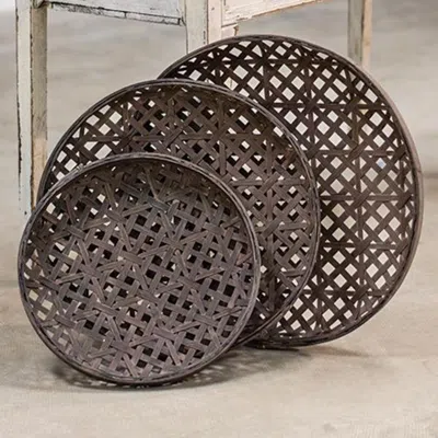 Homegifo 3/set - Woven Baskets In Brown