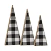 Homegifo *3/set Black & White Buffalo Check Wooden Trees