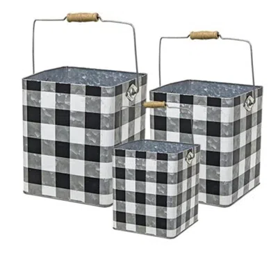 Homegifo *3/set Black Buffalo Check Buckets In Gray