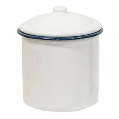 Homegifo 3/set Blue Rim Enamel Canisters In White