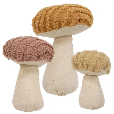 Homegifo 3/set Chenille Stuffed Mushroom Sitters In Neutral