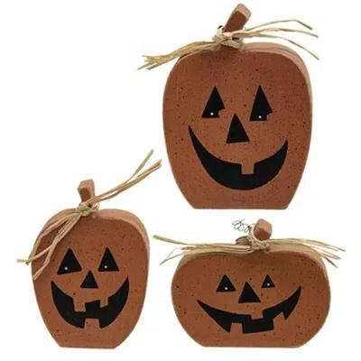 Homegifo 3/set Chunky Reversible Pumpkin Sitters In Brown