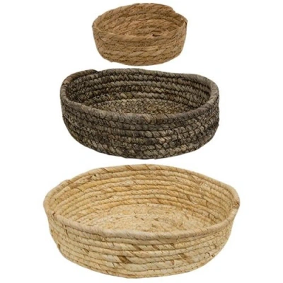 Homegifo 3/set Corn Husk Rope Basket Trays In Multi