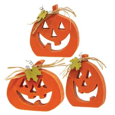 Homegifo 3/set Cutout Jack O Lantern Chunky Sitters In Orange