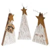 Homegifo 3/set Distressed Rustic Wood White Christmas Trees