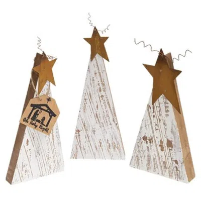 Homegifo 3/set Distressed Rustic Wood White Christmas Trees