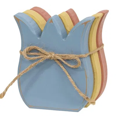 Homegifo 3/set Distressed Wooden Tulip Head Bundle In Multi