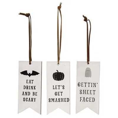 Homegifo 3/set Eat Drink And Be Scary Tag Ornaments In Brown