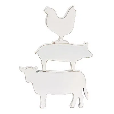Homegifo 3/set Farm Animal Stacking Sitters In White