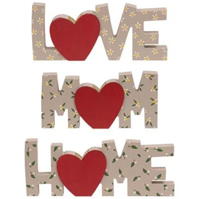 Homegifo *3/set Floral Mom Love Home Words W/mini Vase In Red