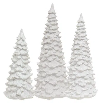 Homegifo 3/set Glittered White Resin Christmas Trees