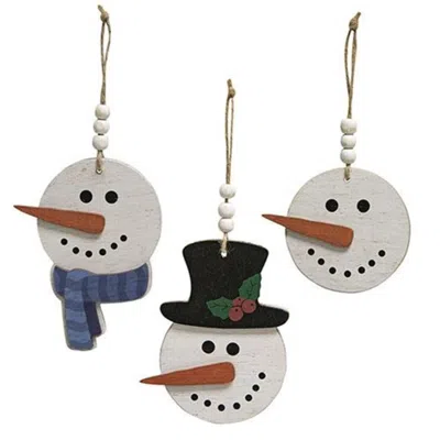 Homegifo 3/set Happy Beaded Snowhead Ornaments In Multi