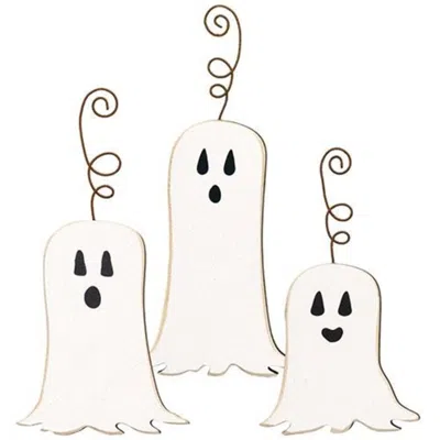 Homegifo 3/set Happy Ghost Ornaments W/wire Hangers In White