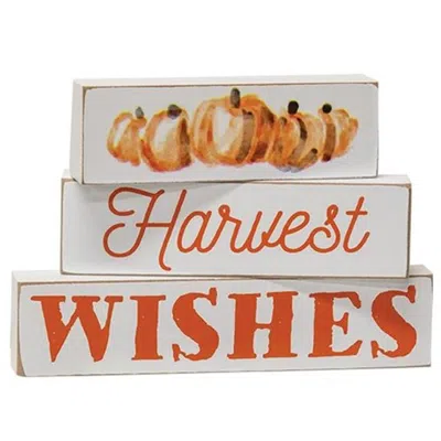 Homegifo *3/set Harvest Wishes Blocks In Brown