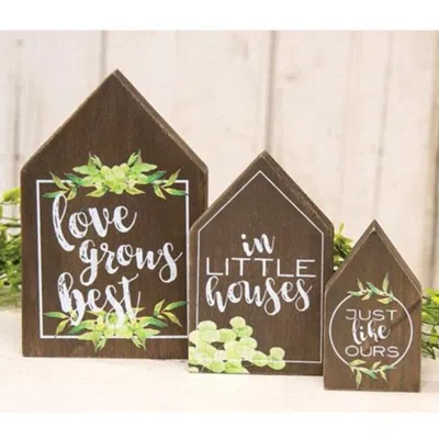 Homegifo *3/set Love Grows Best In Little Houses Blocks In Brown