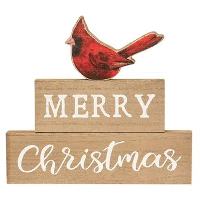Homegifo 3/set Merry Christmas Cardinal Block Stackers In Neutral