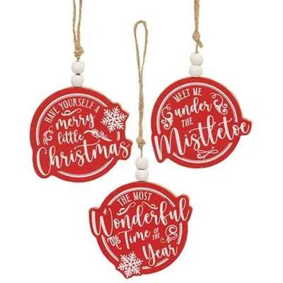 Homegifo 3/set Merry Little Christmas Beaded Ornaments In Red