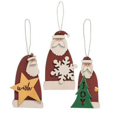 Homegifo 3/set Mini Santa Ornaments In Burgundy